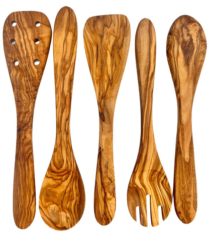 ForestCraft Mediterranean Olive Set olive wood utensil close-up detail