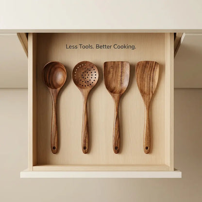 ForestCraft teak 4-Piece Kitchen Utensil Set