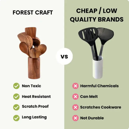 ForestCraft teak kitchen utensil set lifestyle