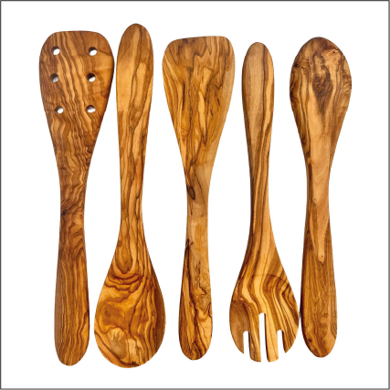 Main image for Thoughtfully shaped olive wood utensils bring function, warmth, and visible character to the moments you repeat most in the kitchen.