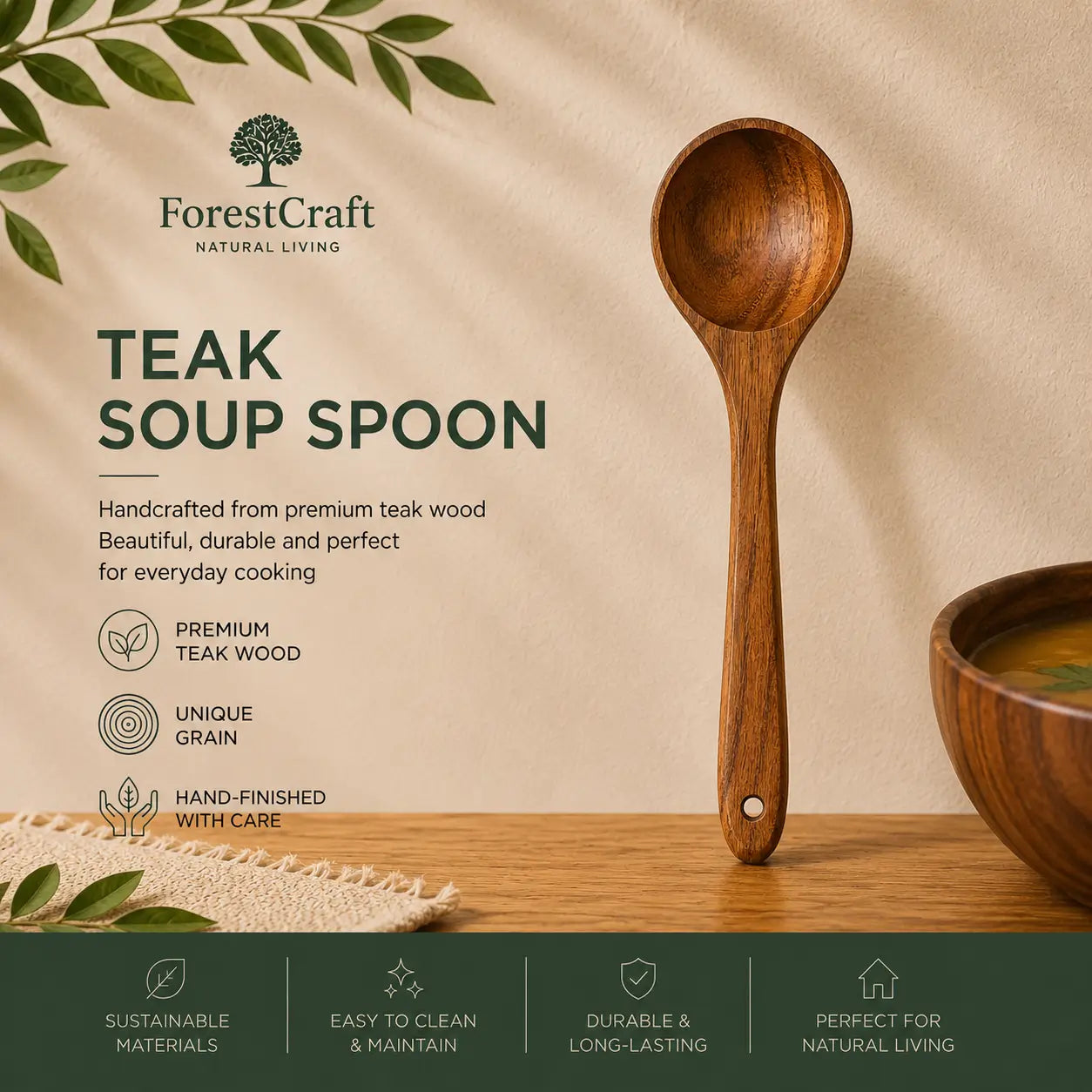 ForestCraft teak soup spoon