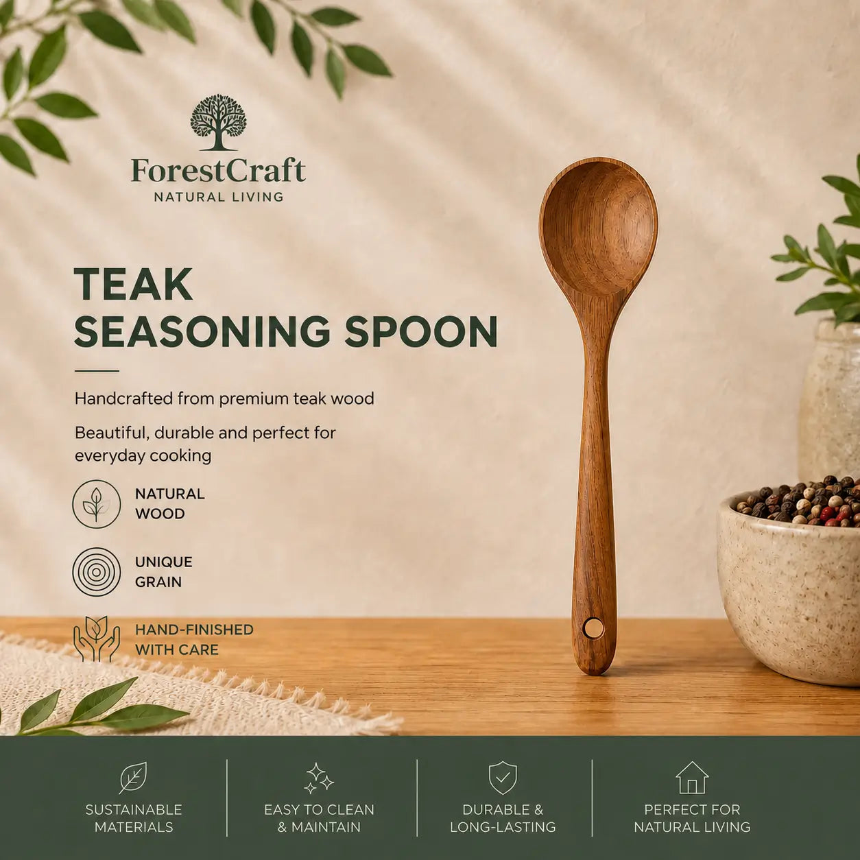 ForestCraft teak seasoning spoon
