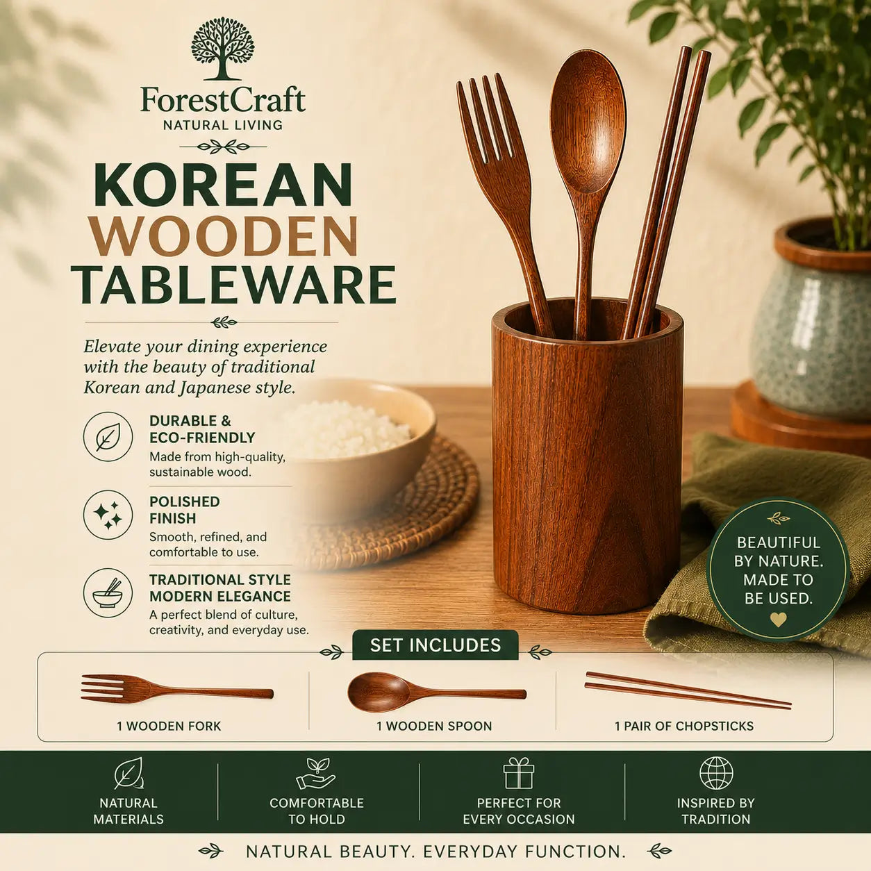 ForestCraft Korean Tableware Set