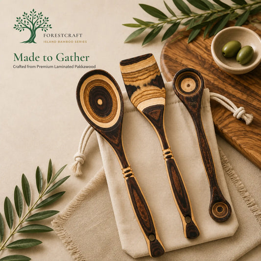 ForestCraft Island Bamboo Pakkawood 3-Piece Baking Set