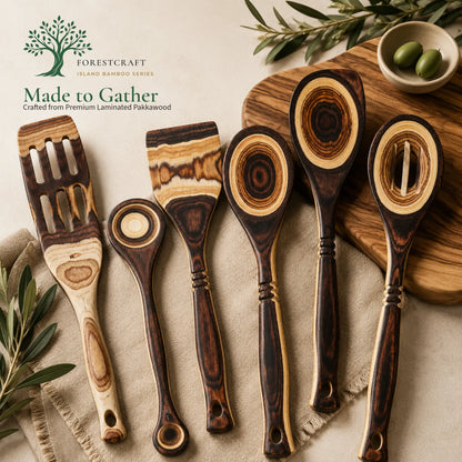 ForestCraft Island Bamboo Pakkawood 6-Piece Utensil Set
