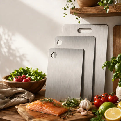 ForestCraft Prep Boards – 3-Piece Stainless Steel Cutting Board Set