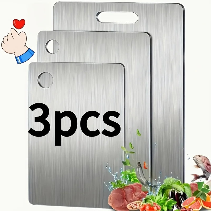 ForestCraft Prep Boards – 3-Piece Stainless Steel Cutting Board Set