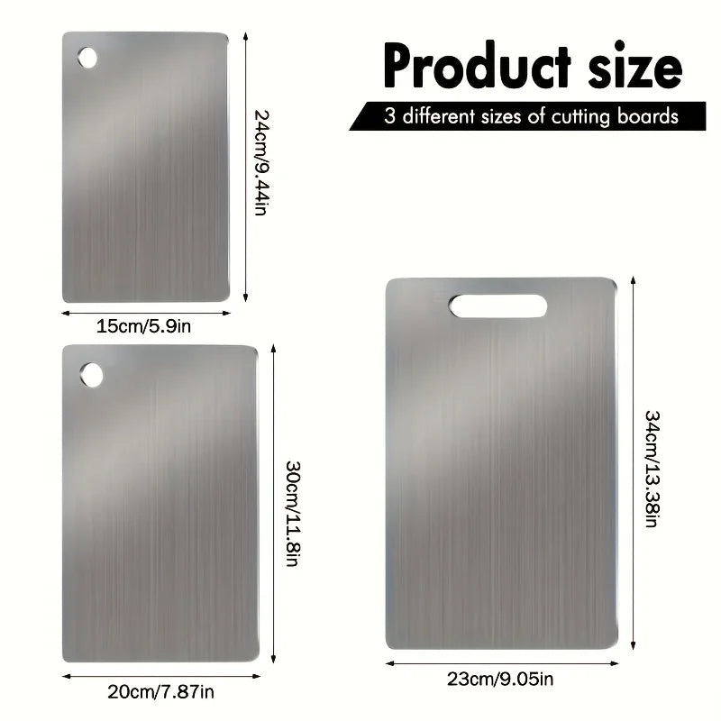 ForestCraft Prep Boards – 3-Piece Stainless Steel Cutting Board Set