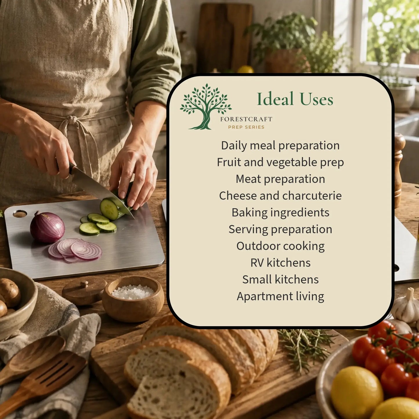 ForestCraft Prep Boards – 3-Piece Stainless Steel Cutting Board Set
