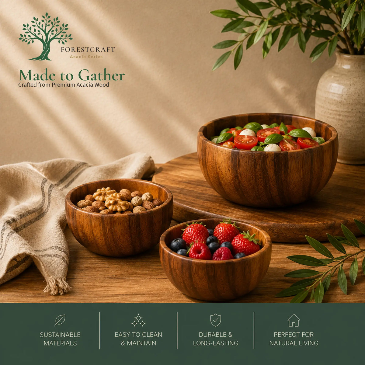 ForestCraft Acacia Serving Bowl