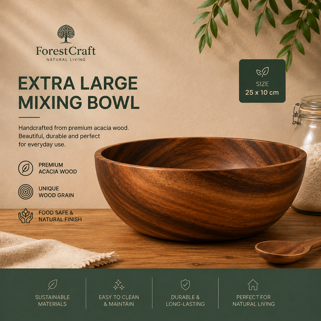 ForestCraft Acacia Mixing Bowls