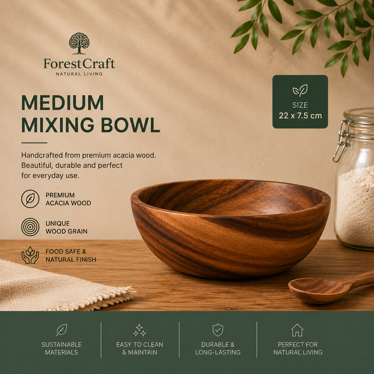 ForestCraft Acacia Mixing Bowls