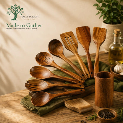 Acacia Small Leaf Utensil Sets