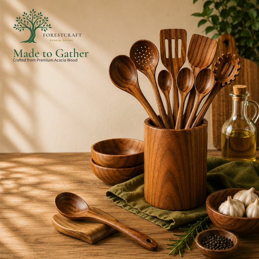 Acacia Small Leaf Utensil Sets
