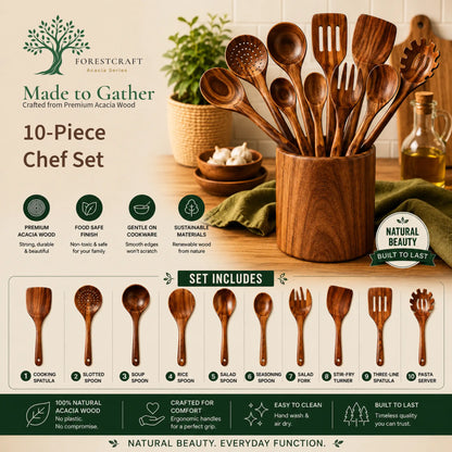 Acacia Small Leaf Utensil Sets