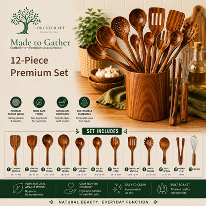 Acacia Small Leaf Utensil Sets