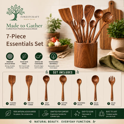 Acacia Small Leaf Utensil Sets