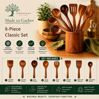 Acacia Small Leaf Utensil Sets
