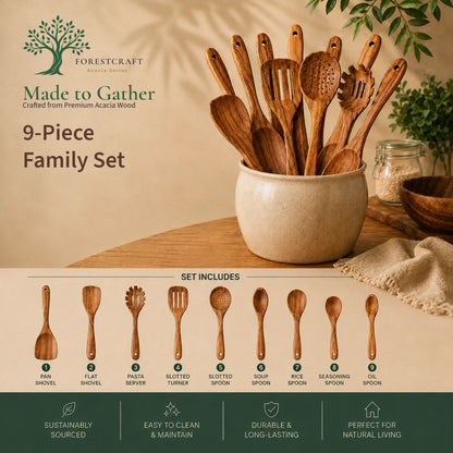 Acacia Small Leaf Utensil Sets