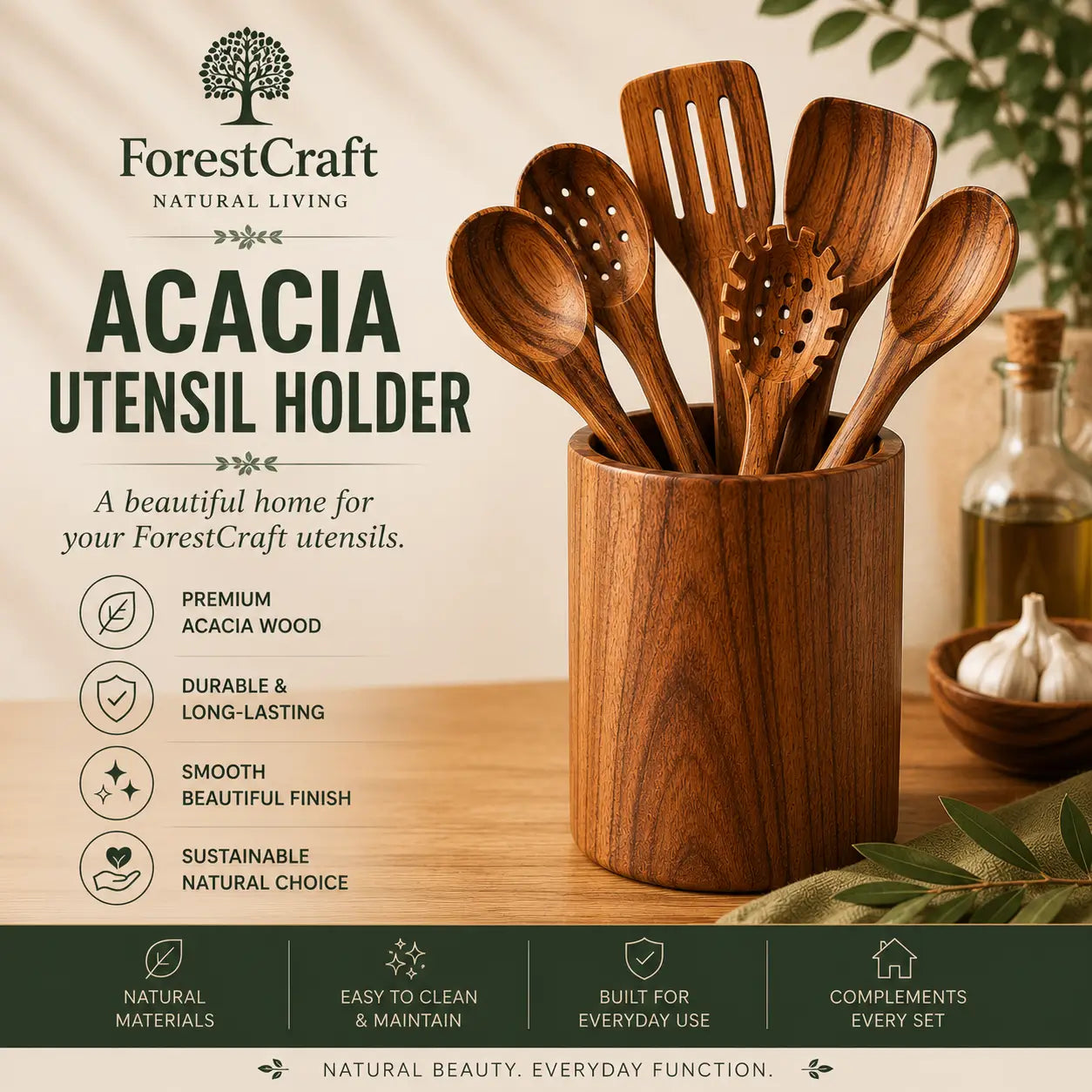 Acacia Small Leaf Utensil Sets