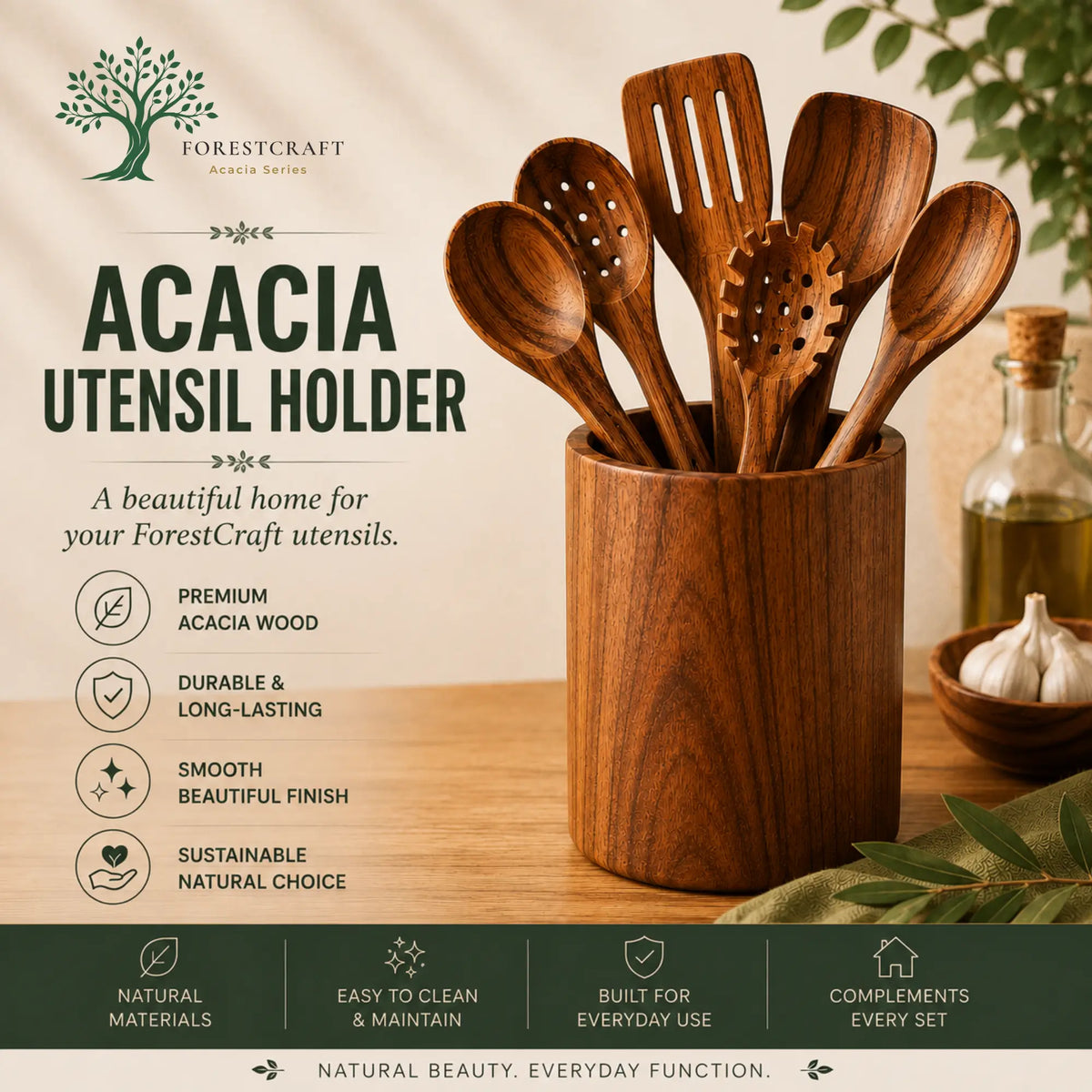 Acacia Small Leaf Utensil Sets