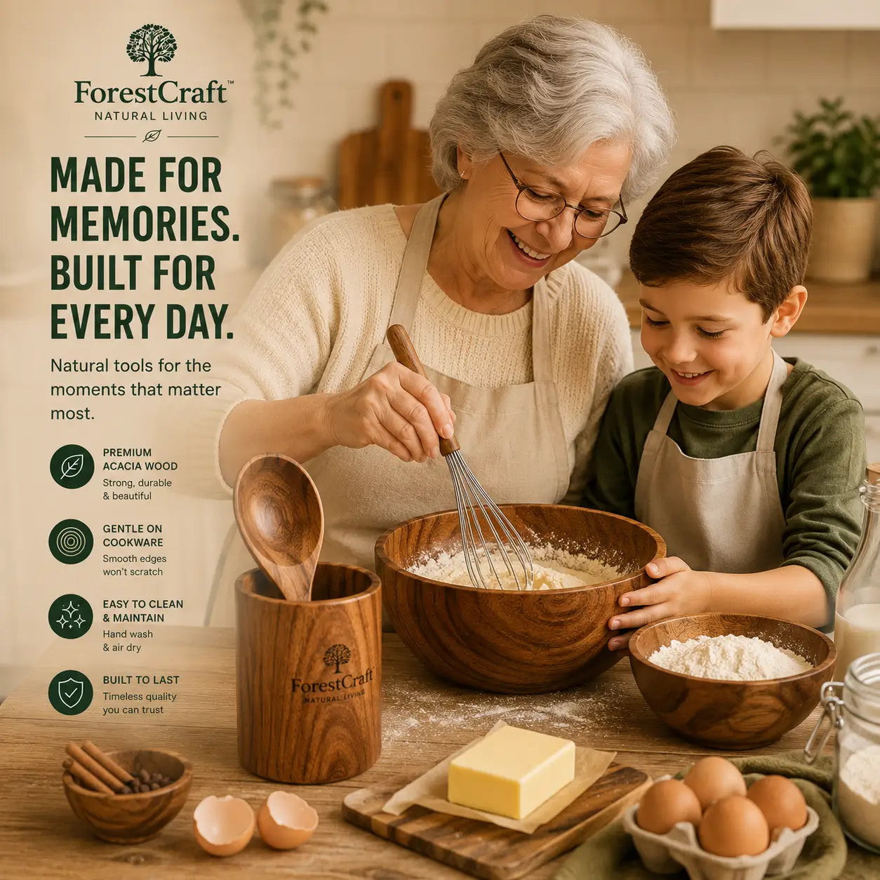 ForestCraft acacia Whisk kitchen utensil.