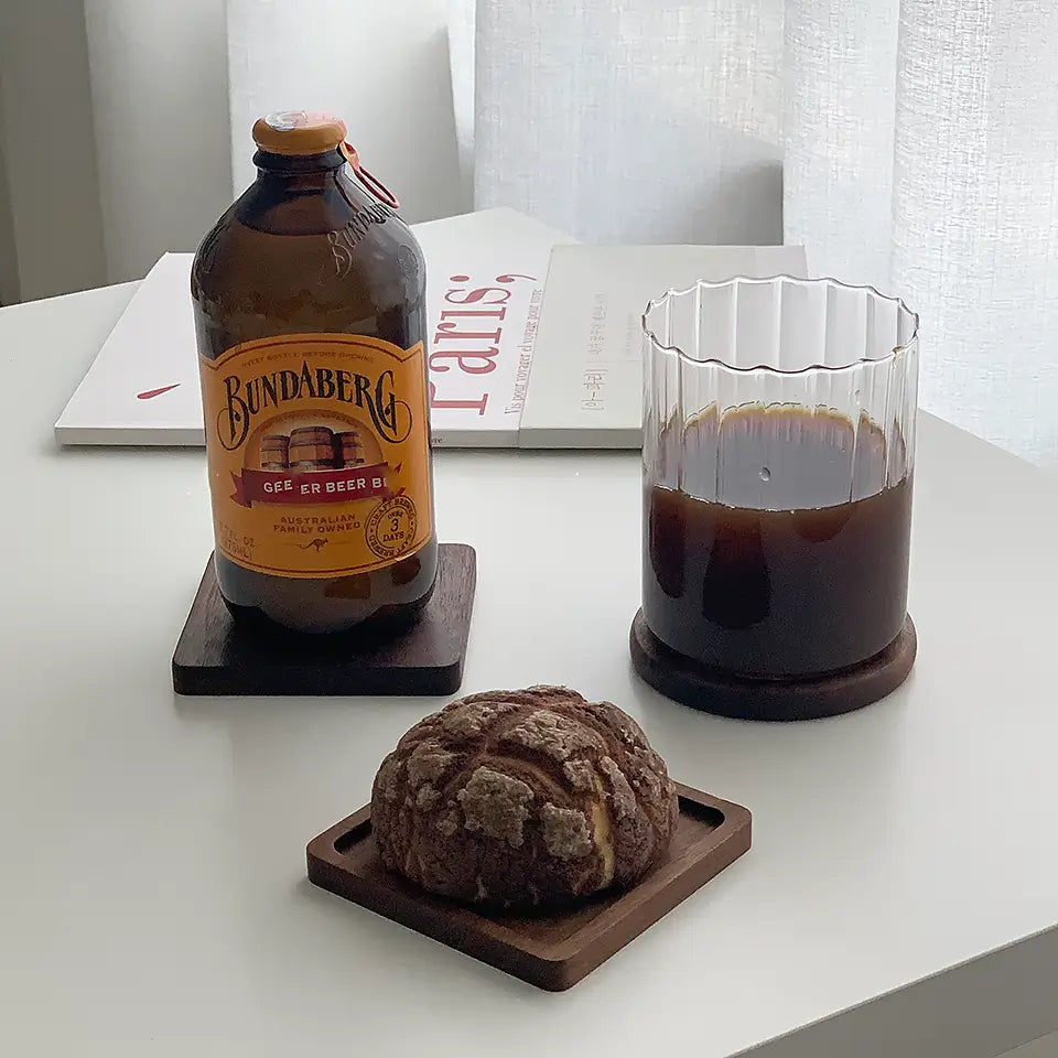 ForestCraft Round and square Japanese Walnut Coasters used to hold various items